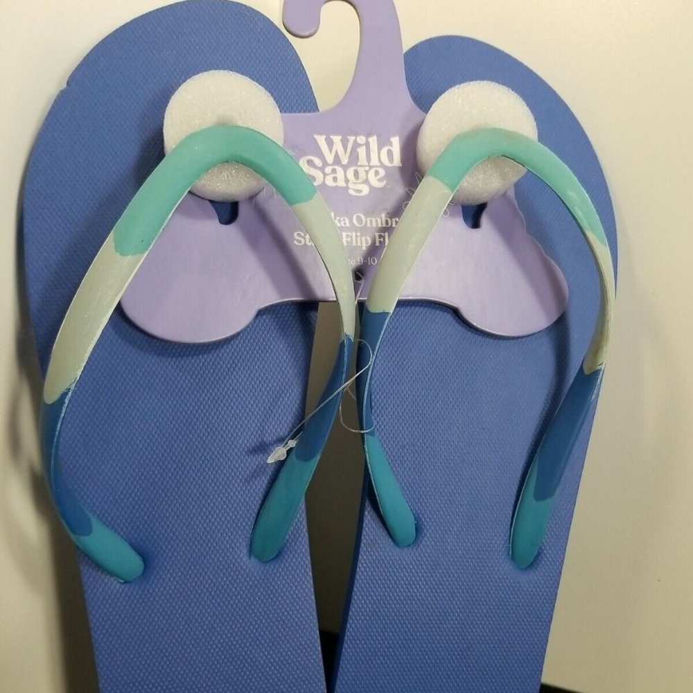 NEW Wild Sage Onika Ombre Women's Flip Flops - Blue - Size 9-10